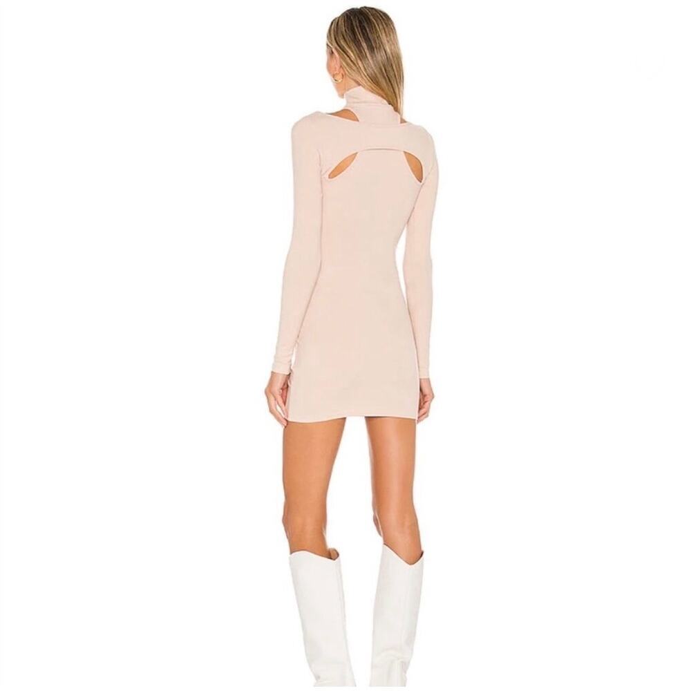 NWT h:ours Revolve Cut Out Ribbed Dress Beige Nude Size S - Picture 4 of 13